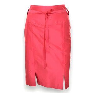 Paola Quadretti Couture Mango Pink Italian Raw Silk Pencil Straight Skirt 46 10